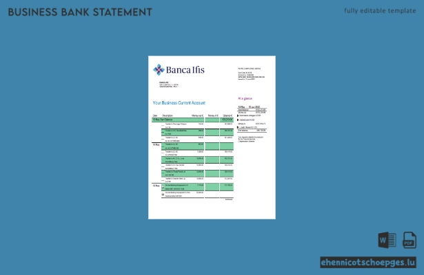 Beispielvorschau eines Kontoauszugs des Geschäftsgirokontos der Banca IFIS (Word und PDF)